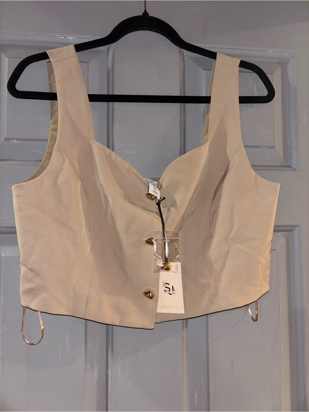 Sincerely Jules Cream Vest Crop Top size Large
